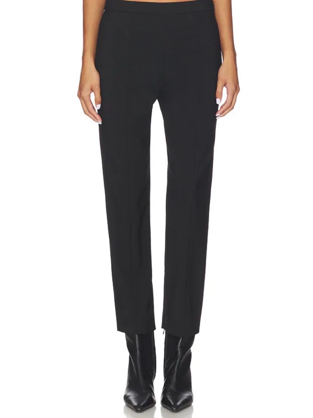 Eaves Keki Cropped Black Straight-Leg Trouser Pants | Size Small